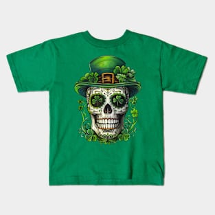 St. Patrick's Day Shamrock Skull Kids T-Shirt